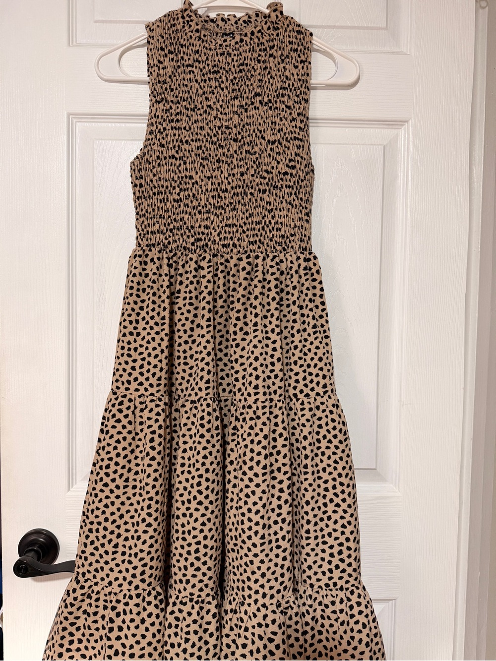 SHEIN Tan Maxi Dress with Black Spot Print